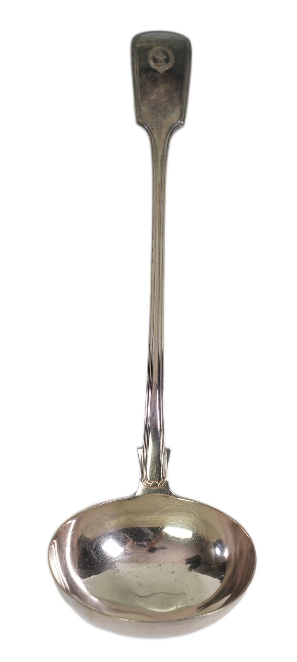 A William IV silver fiddle and thread soup ladle, by The Lias Brothers